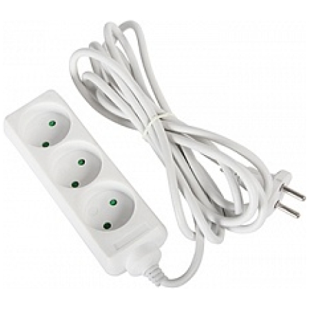 Prelungitor cu 3 prize cu protecție alb 3m 16A 2х0,75mm² 220V Enext