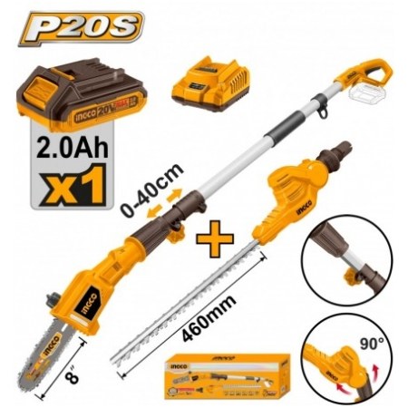 SET FIERASTRAU TELESCOPIC CU LANT CU ACUM+TAIETOR DE ARBUSTI INGCO