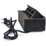 Priza încastrată în mobilier 4 prize+2USB gri aluminiu