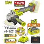 POLIZOR UNGHIULAR 115MM CU ACUM 20V/2X4AH 1150W DYLLU
