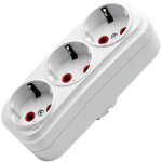 Adaptor cu 3 prize cu împământare alb 16A Elmos