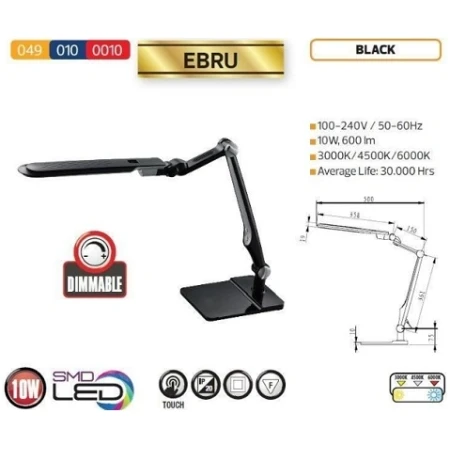 Lampă de masă 10W led neagră 220V Ebru Horoz