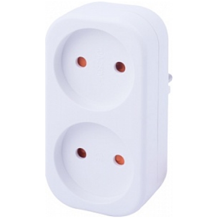Adaptor cu 2 prize alb 2P 10A 220V Enext