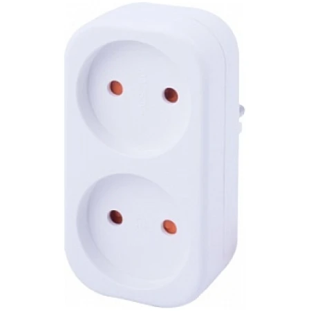 Adaptor cu 2 prize alb 2P 10A 220V Enext