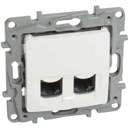 Priză dublă de date 2xRJ45 albă incorporabilă CAT6 IP20 220V niloe Legrand