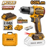 MASINA DE INSURUBAT SI GAURIT CU ACUMULATOR 60N.M 20V/2X2AH INGCO