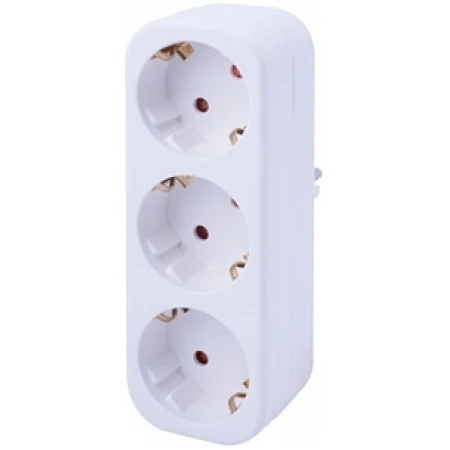 Адаптер с 3 зетками с заземлением белый 220V 2P+PE 16A 220V Enext