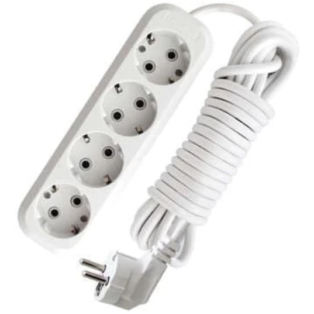 Prelungitor cu 4 prize cu împământare alb-Gri 5m 16A 3х1.0 mm² 220V TDM