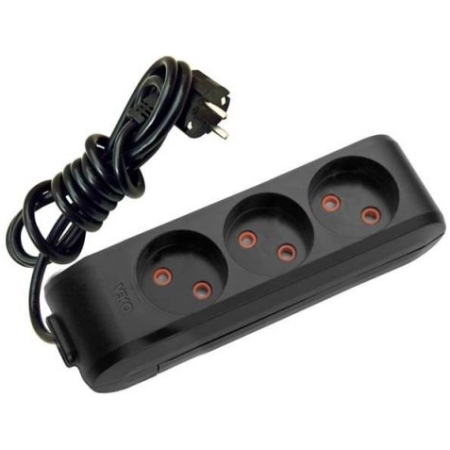 Prelungitor cu 3 prize negru 16A 2х1,5mm² 220V Viko