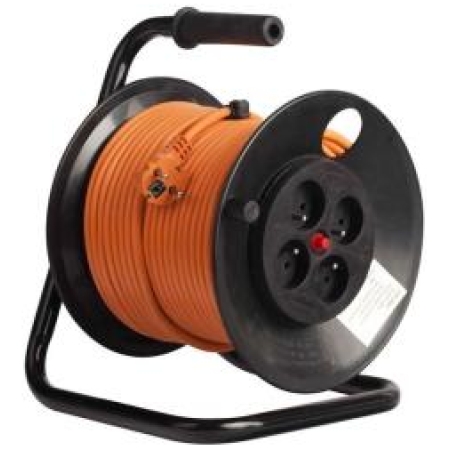 Prelungitor pe tambur 4 prize portocaliu 40m 220V 16A 3х2,5 mm² 220V Bachmann