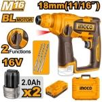CIOCAN ROTOPERCUTOR SDS-PLUS 16V CU ACUM 2X2AH 18MM INGCO