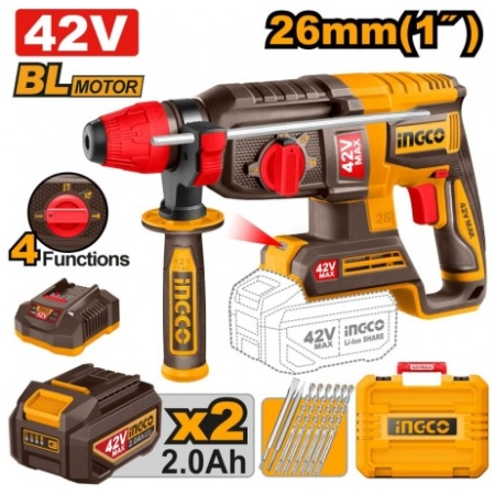 CIOCAN ROTOPERCUTOR CU ACUMULATOR  42V/2*2.0AH INGCO