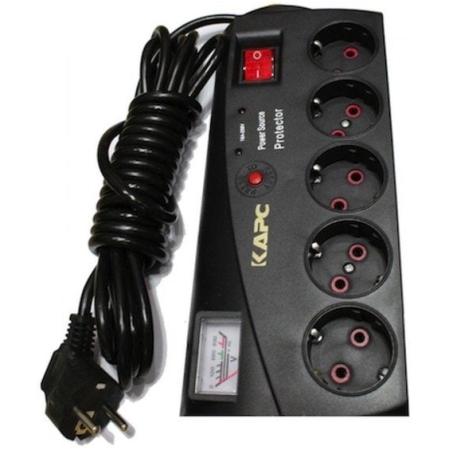 Prelungitor cu întrerupător cu 5 prize+2*USB cu împământare negru 3m KAPC