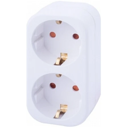 Адаптер с 2 зетками с заземлением белый 2P+PE 16A 220V Enext