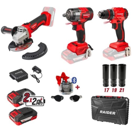 SET DE TREI SCULE CU ACUMULATOR 2X2Ah RAIDER
