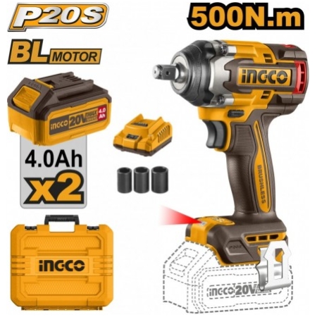 MASINA DE INSURUBAT CU ACUMULATOR LI-ION 20V/2X4A 500NM INGCO