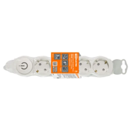 Prelungitor cu întrerupător cu 4 prize cu împământare alb-Gri 1,5M 16A 3х1.0 mm² 220V TDM