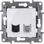 Priză de date RJ45+RJ11 albă incorporabilă 16A CAT5 IP20 220V niloe Legrand