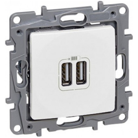 Розетка компьютерная с USB белая встраиваемывая ИП40 220V niloe Legrand