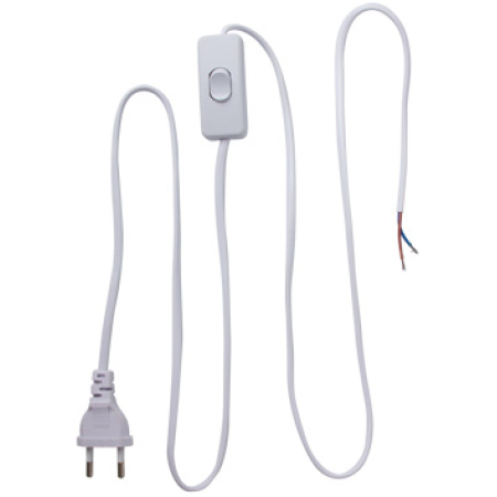 Fir electric cu fisa si intrerupator alb 2X0.75M/1.5M Enext