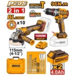 SET MASINA DE INSURUBAT SI GAURIT +POLIZOR 115MM CU ACUM 2X4.0Ah INGCO