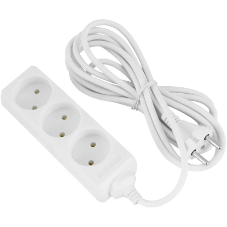 Prelungitor cu 3 prize alb 1,5M 10A 2х0,75mm² 220V Enext