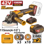 POLIZOR UNGHIULAR D-115MM 1280W 42V/2*2.0AH INGCO