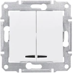 Întrerupător dublu incorporabil cu iluminare alb 10A IP20 220V sedna New Schneider