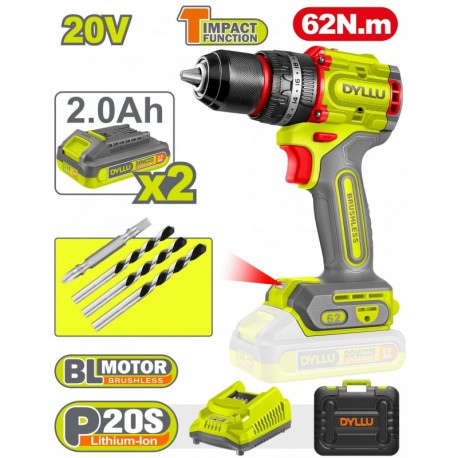 MASINA DE GAURIT SI INSURUBAT CU ACUM.20V/2X2.0Ah 62N DYLLU MASINA DE GAURIT SI INSURUBAT CU ACUM.20V/2X2.0Ah 62N DYLLU