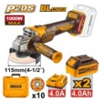 POLIZOR UNGHIULAR 115MM CU ACUM 2X4.0AH 1000W INDUSTRIAL INGCO