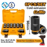 SET CAP CHEIE TUBULARA 26-38MM 3/4 IMPACT 8 PIESE INGCO