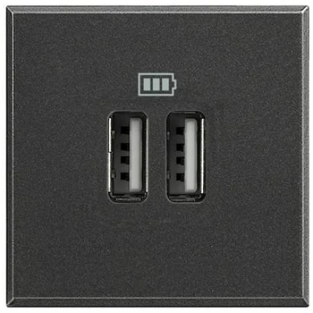 Двойная розетка c USB черная встраиваемывая 220V rita Mutlusan
