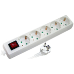 Prelungitor cu întrerupător cu 5 prize cu împământare cu protecție alb 3m 16A 3х1.0 mm² 220V Enext