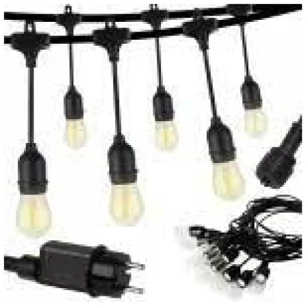 Ghirlandă fără becuri neagră 10xE27 10m LUMINA LED