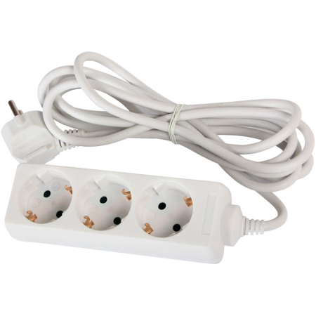 Prelungitor cu 3 prize cu împământare alb 3m 16A 3х1.0 mm² 220V Enext