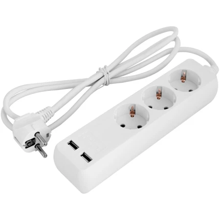 Prelungitor cu 3 prize cu împământare cu protecție alb 1,5M 16A 3х1.0 mm² 220V Enext