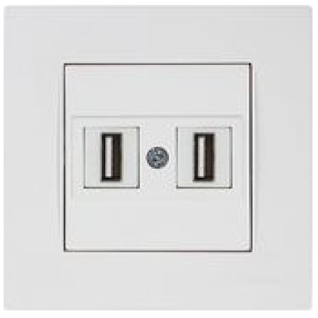 Priză dublă cu USB albă incorporabilă IP20 220V rita Mutlusan