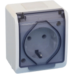 Priză cu capac cu împământare albă aparentă 16A IP44 220V Elmos