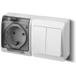 Двойная розетка двойным выключателем белый/Серый накладная 16A ИП20 220V Злмос