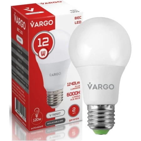 Bec LED 12W 6000К E27 albă A75 E27 Vargo