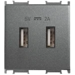 Двойная розетка c USB черная встраиваемывая 2,1A/1,05A 5V rita Mutlusan