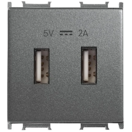 Priză dublă cu USB neagră incorporabilă 2,1A/1,05A 5V rita Mutlusan