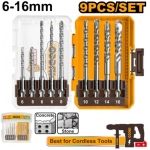 SET DE 9 PIESE BURGHIE SDS PLUS PENTRU CICAN ROTOPERCUTOR INGCO