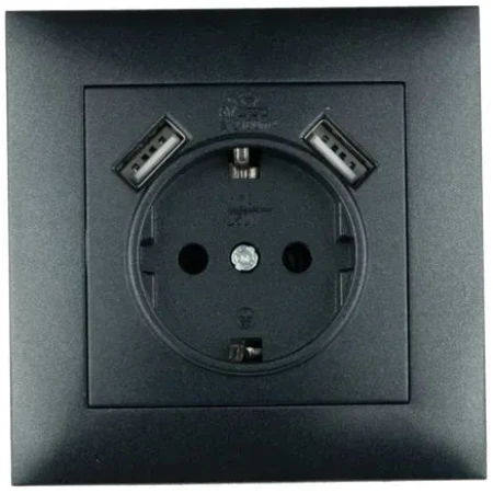 Priză cu 2 USB grafit incorporabilă 16A IP20 220V rosa Elmos
