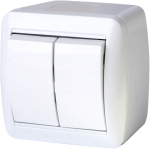 Întrerupător dublu aparent alb 10A IP44 220V Enext