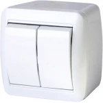 Întrerupător dublu aparent alb 10A IP44 220V Enext