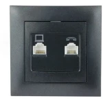 Двойная розетка RJ45+RJ11 графитовый встраиваемывая 10A ИП20 220V Злмос