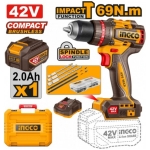 MASINA DE INSURUBAT SI GAURIT CU PERCUTIE CU ACUMULATOR 42V/1*2AH INGCO INGCO