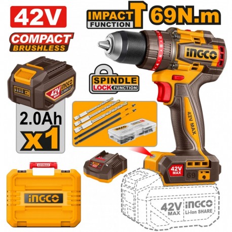 MASINA DE INSURUBAT SI GAURIT CU PERCUTIE CU ACUMULATOR 42V/1*2AH INGCO INGCO MASINA DE INSURUBAT SI GAURIT CU PERCUTIE CU ACUMULATOR 42V/1*2AH INGCO INGCO