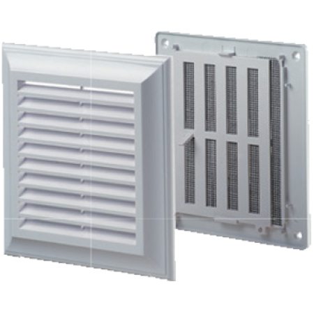 Вентиляционная решетка с сеткой белый пластик 140 x 140 mm Ventika
